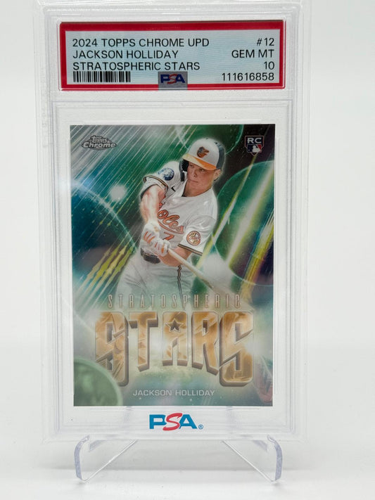 2024 Topps Chrome Update Jackson Holiday Stratospheric Stars Rookie PSA 10