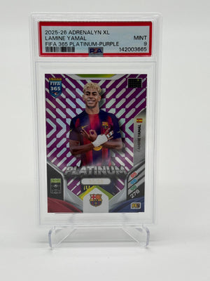 2025-26 Panini Adrenalyn XL FIFA 365 Lamine Yamal Platinum Rare Purple 10/35 PSA 9
