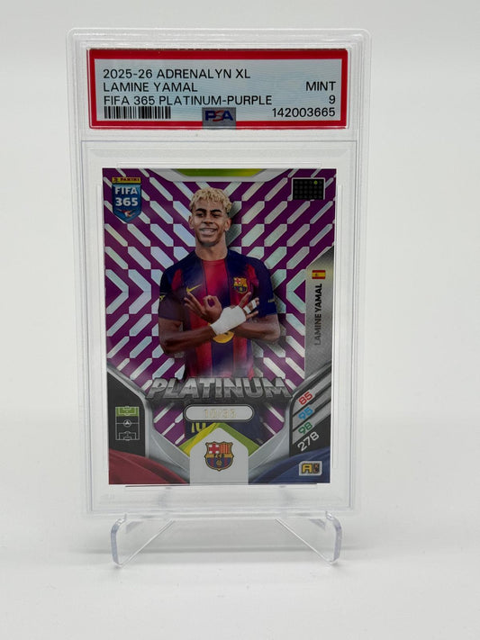 2025-26 Panini Adrenalyn XL FIFA 365 Lamine Yamal Platinum Rare Purple 10/35 PSA 9