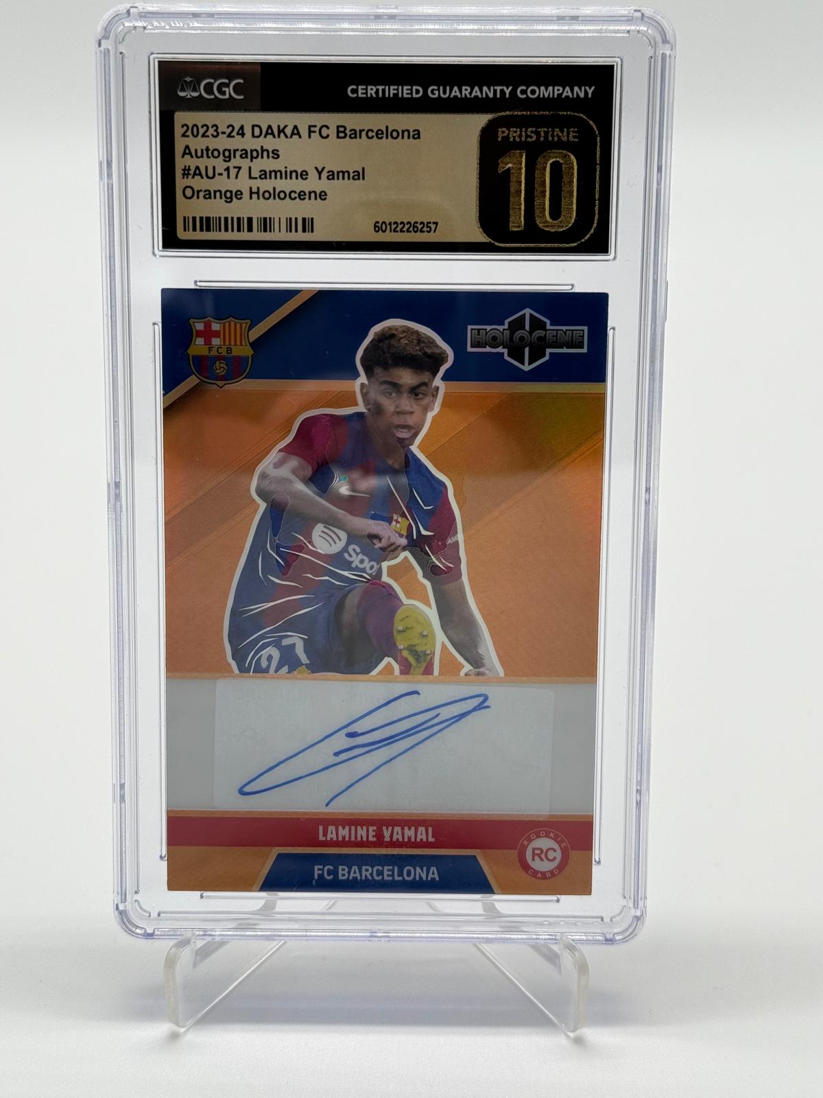 2023-24 DAKA FC Barcelona Lamine Yamal RC Orange Holocence Auto 04/10