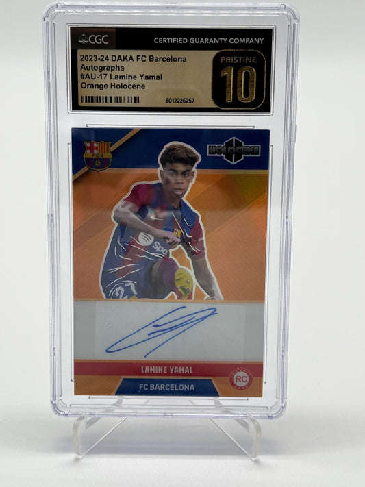2023-24 DAKA FC Barcelona Lamine Yamal RC Orange Holocence Auto 04/10