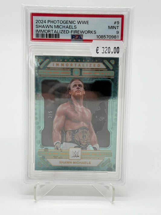 2024 Panini Photogenic WWE Shawn Michaels /5 Immortalized Fireworks PSA 9