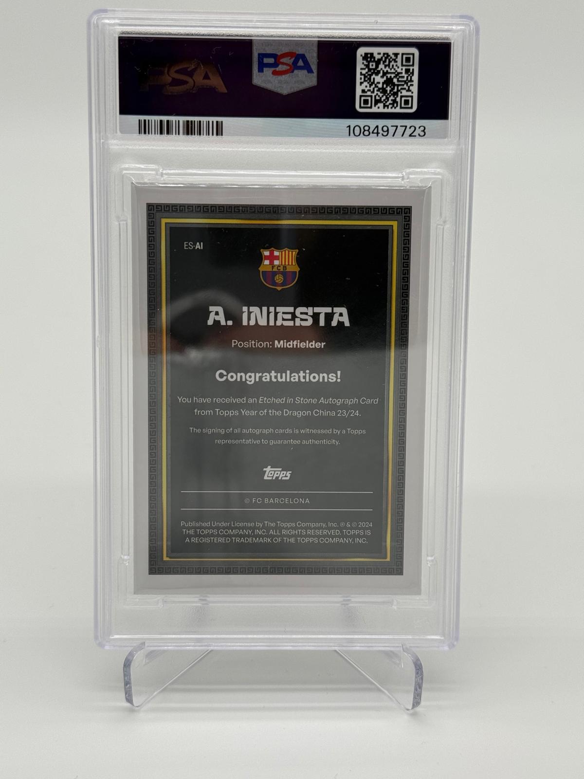 2023-24 Topps Year of the Dragon Andres Iniesta Auto /25 PSA AUT Auto 10