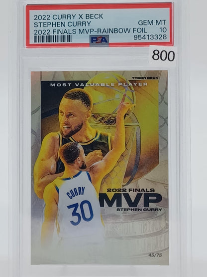 2022 Curry x Beck Stephen Curry 2022 Finals MVP-Rainbow Foil /75 PSA 10