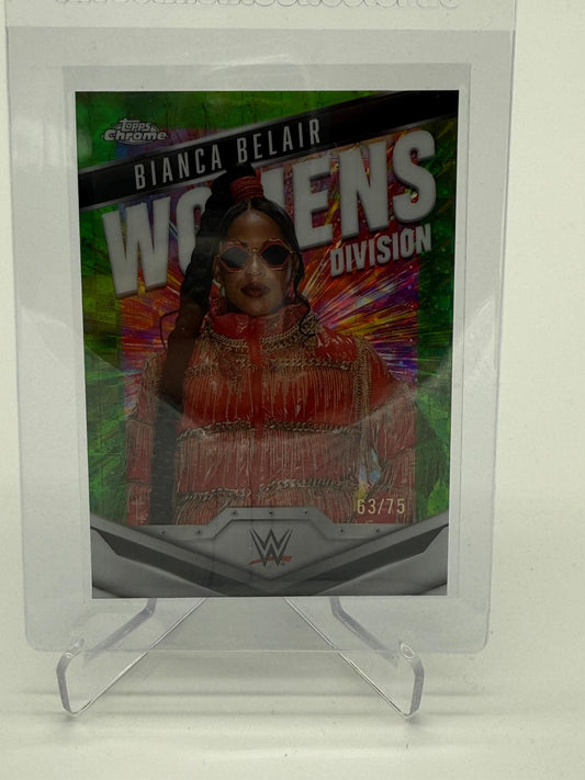 2025 Topps Chrome WWE Sapphire Womens Division Neon Green Geometric /75