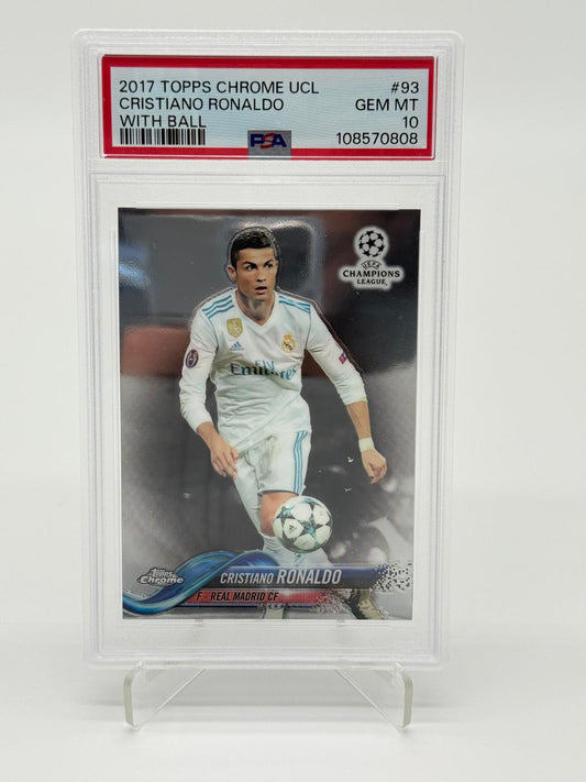 2017 Topps Chrome UCL Cristiano Ronaldo With Ball PSA 10