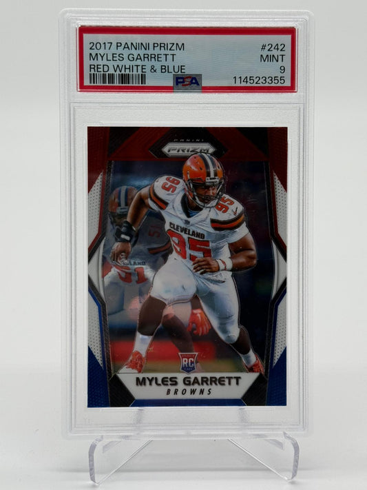 2017 Panini Prizm Myles Garrett Red White & Blue RC PSA 9
