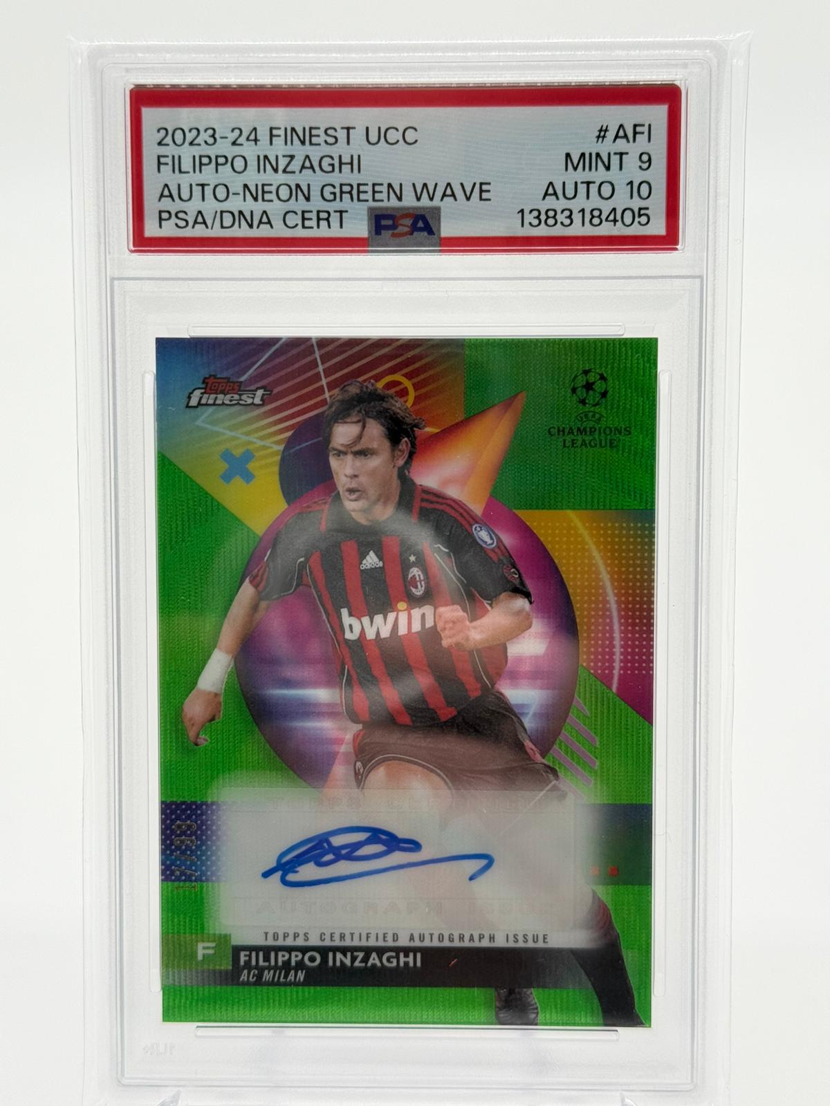 2023-24 Finest UCC Filippo Inzaghi Autogramm 17/99 PSA 9/10