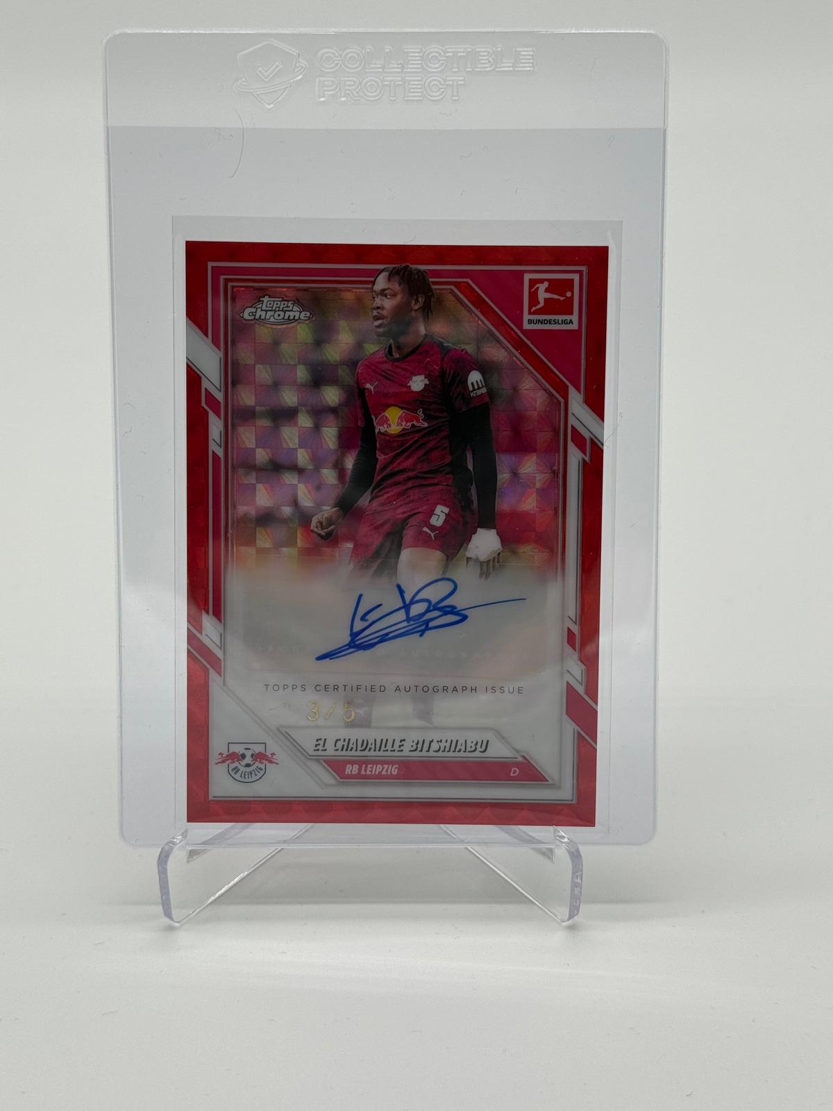2025-26 Topps Chrome Bundesliga El Chadaille Bitshiabu 3/5 Auto