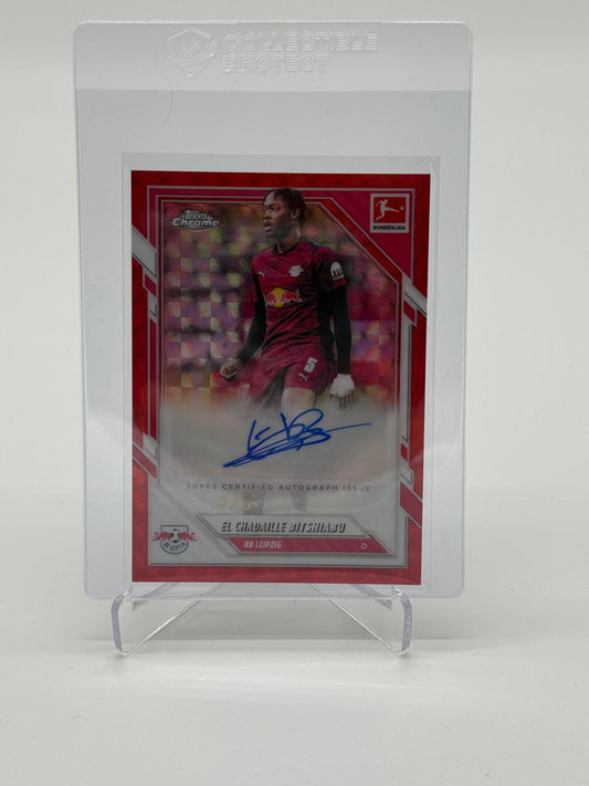 2025-26 Topps Chrome Bundesliga El Chadaille Bitshiabu 3/5 Auto