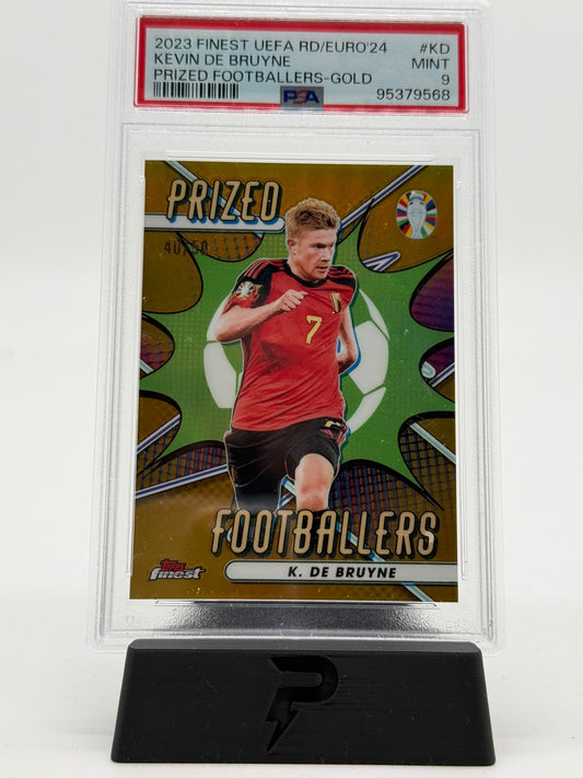 2023 Topps Finest UEFA Kevin De Bruyne Prized Footballers GOLD 40/50 PSA 9