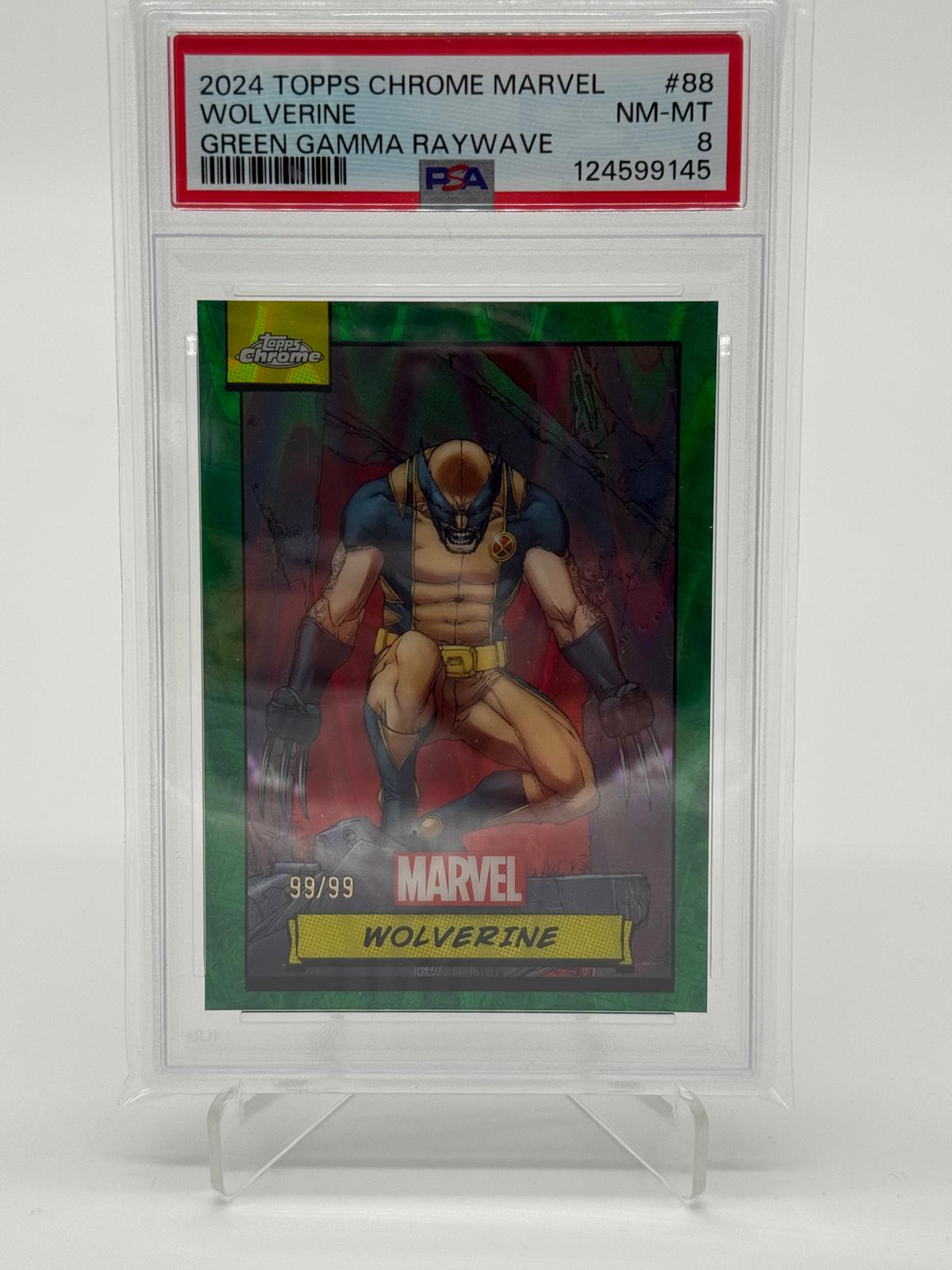 2024 Topps Chrome Marvel Wolverin Green /99 PSA 8