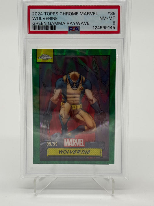 2024 Topps Chrome Marvel Wolverin Green /99 PSA 8