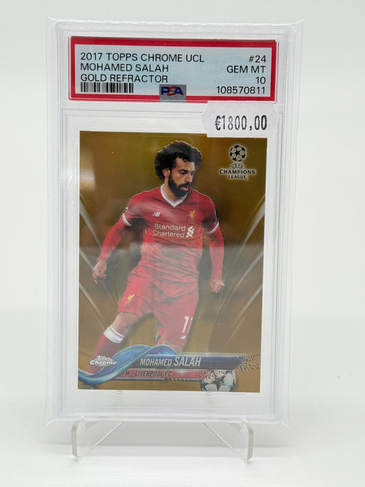 2017 Topps Chrome UCL Mohamed Salah /50 Gold Refractor PSA 10