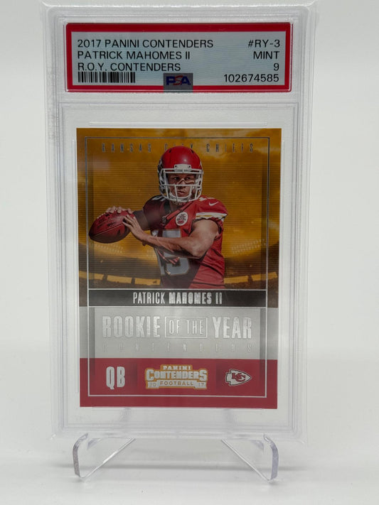 2017 Panini Contenders Patrick Mahomes R.O.Y. Contenders PSA 9