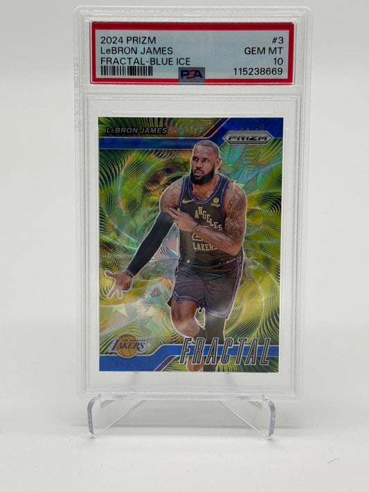 2024 Panini Prizm LeBron James Fractal-Blue Ice 010/125 PSA 10