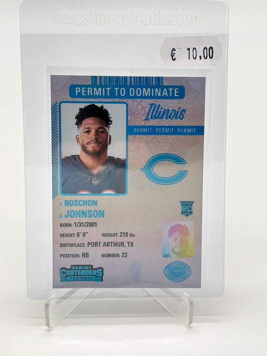 2023 Panini Contenders Football Roschon Johnson RC Permit to Dominate SSP