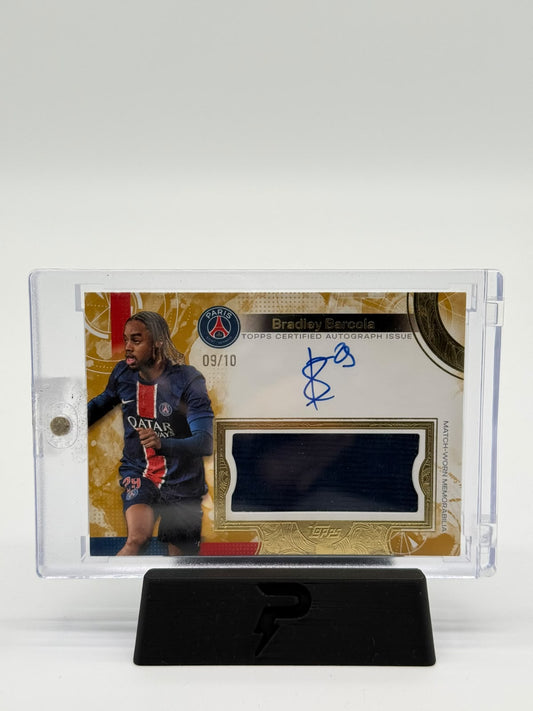 2025 Topps Exhibition PSG Bradley Barcola Auto Relic 09/10