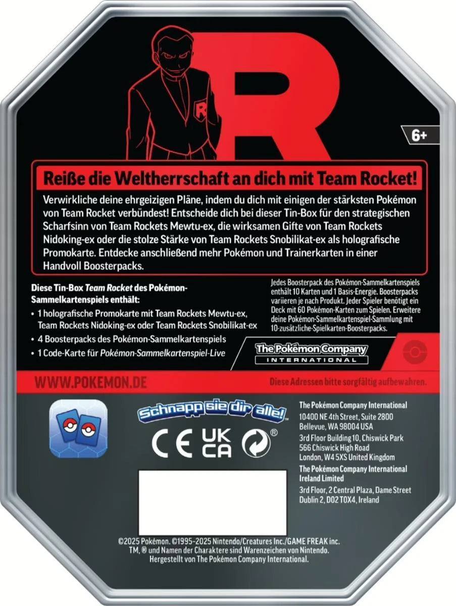 Pokémon Team Rockets Mewtu ex Tin DE (SEALED)